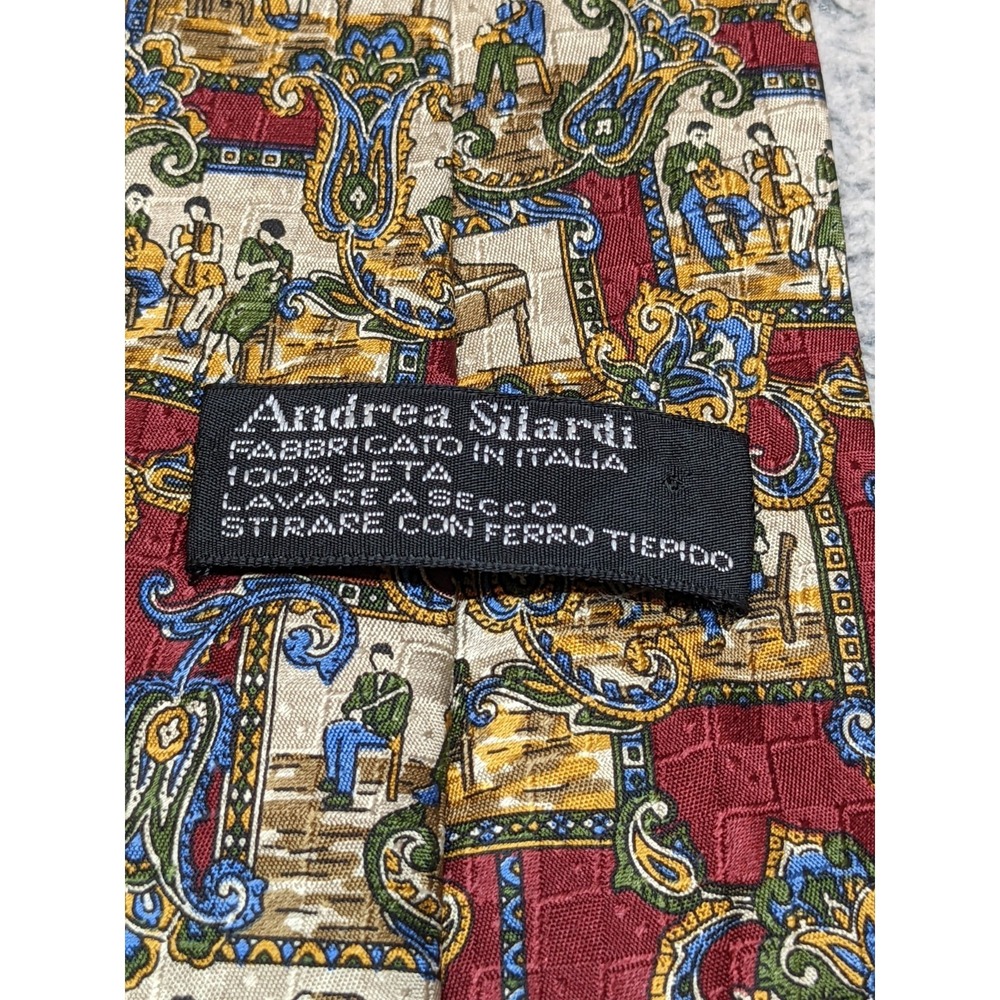 Vintage Andrea Sarti Renaissance Theme Silk Tie Made in Italy Elegant Unique - Picture 6 of 8
